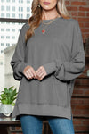 Front view of Light washed drop shoulder oversized sweatshirt