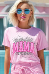 Pink Leopard Mama Mothers Day Graphic T Shirts