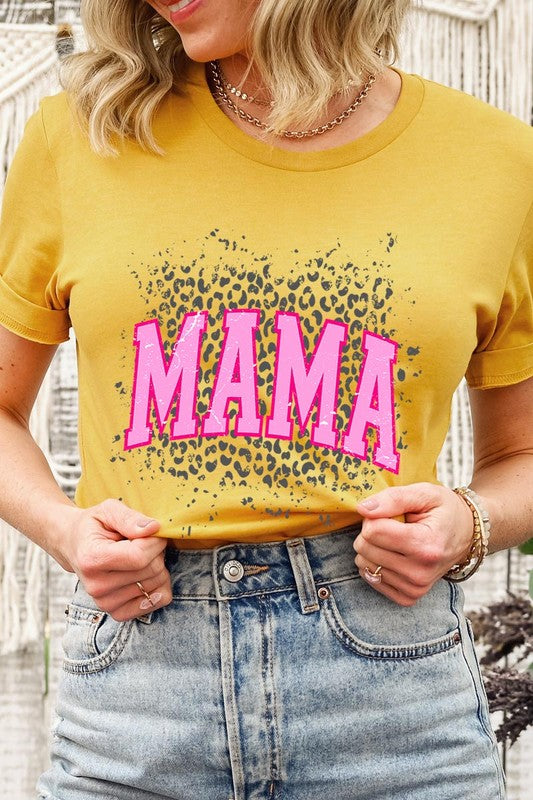 Pink Leopard Mama Mothers Day Graphic T Shirts