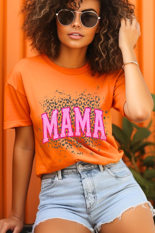 Orange Pink Leopard Mama Mothers Day Graphic T Shirts