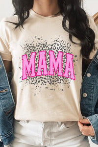 Pink Leopard Mama Mothers Day Graphic T Shirts