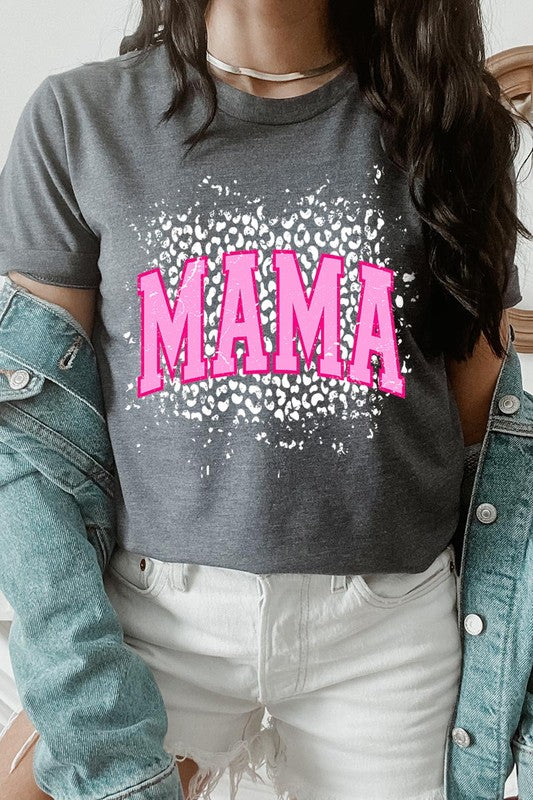 Pink Leopard Mama Mothers Day Graphic T Shirts