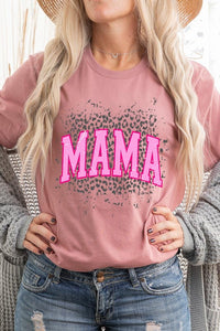 Pink Leopard Mama Mothers Day Graphic T Shirts