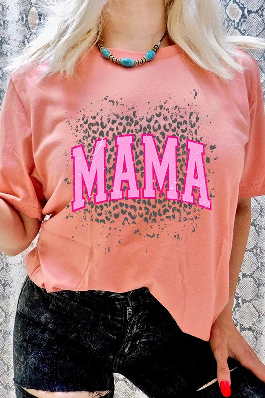 Pink Leopard Mama Mothers Day Graphic T Shirts