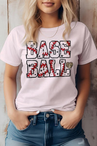 View of the front of Baseball Love Graphic Tee-soft pink