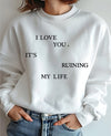 Gray I Love You Graphic Crew Neck Sweatshirt