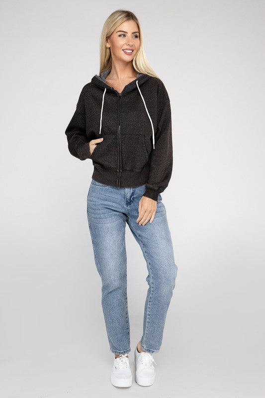 Cropped Zip-Up Hoodie on sale