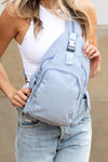 Model wearing Bekah Convertible Backpack Sling in front