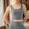 Gray Women Cross Back Sports Bra Tight Fit Quick Drying Tank Tops