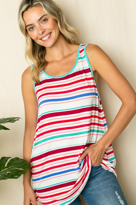 PLUS MULTI STRIPE TANK TOP