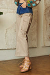 Davi & Dani Denim Patchwork Wide Leg Pants with Cargo Pockets