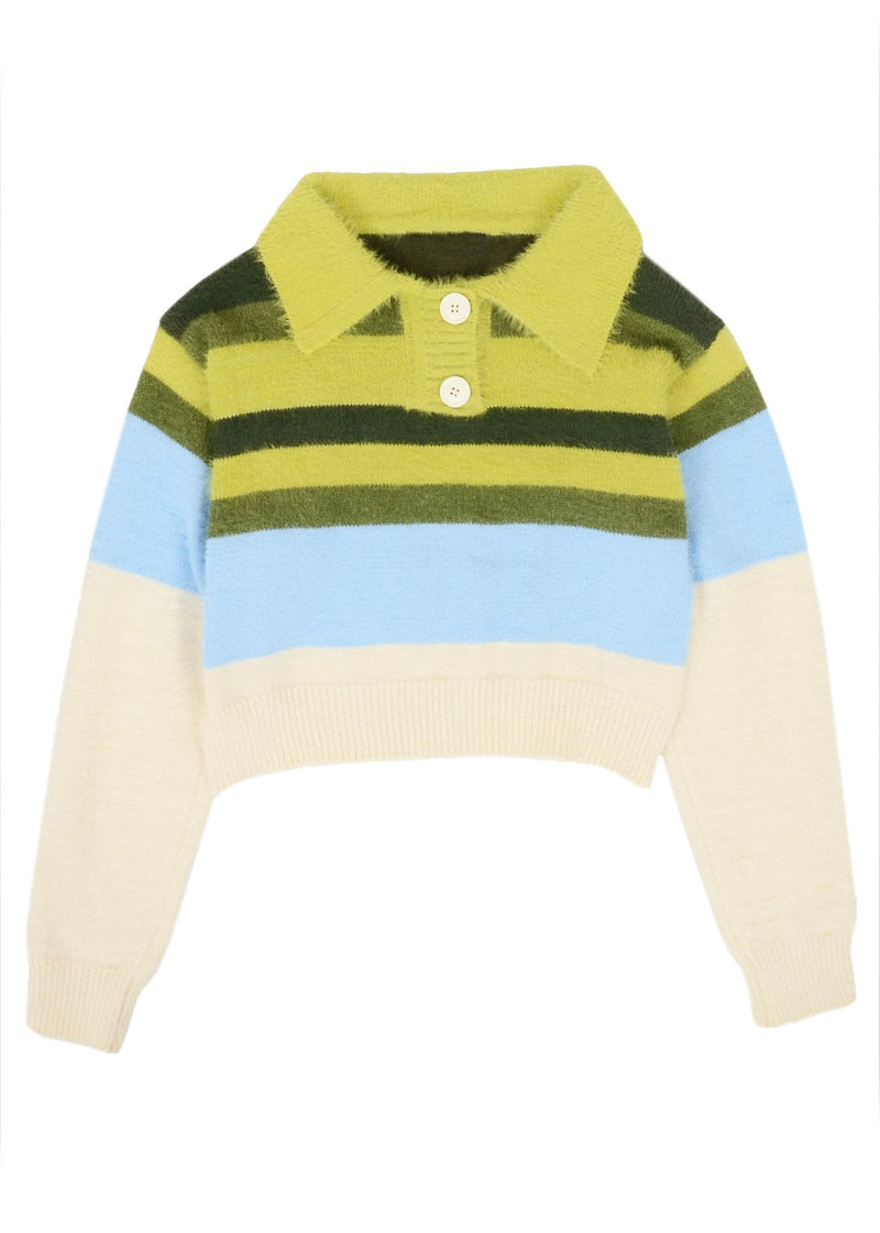 Trending Striped Pattern Fuzzy Sweater