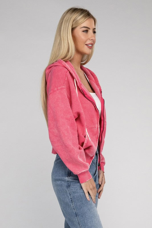 Cropped zip-up hoodie