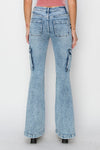 RISEN Full Size High Rise Cargo Flare Jeans