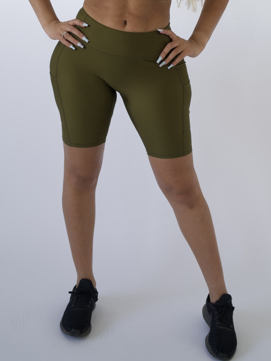 Pristine Pocket Biker Shorts | OLIVE