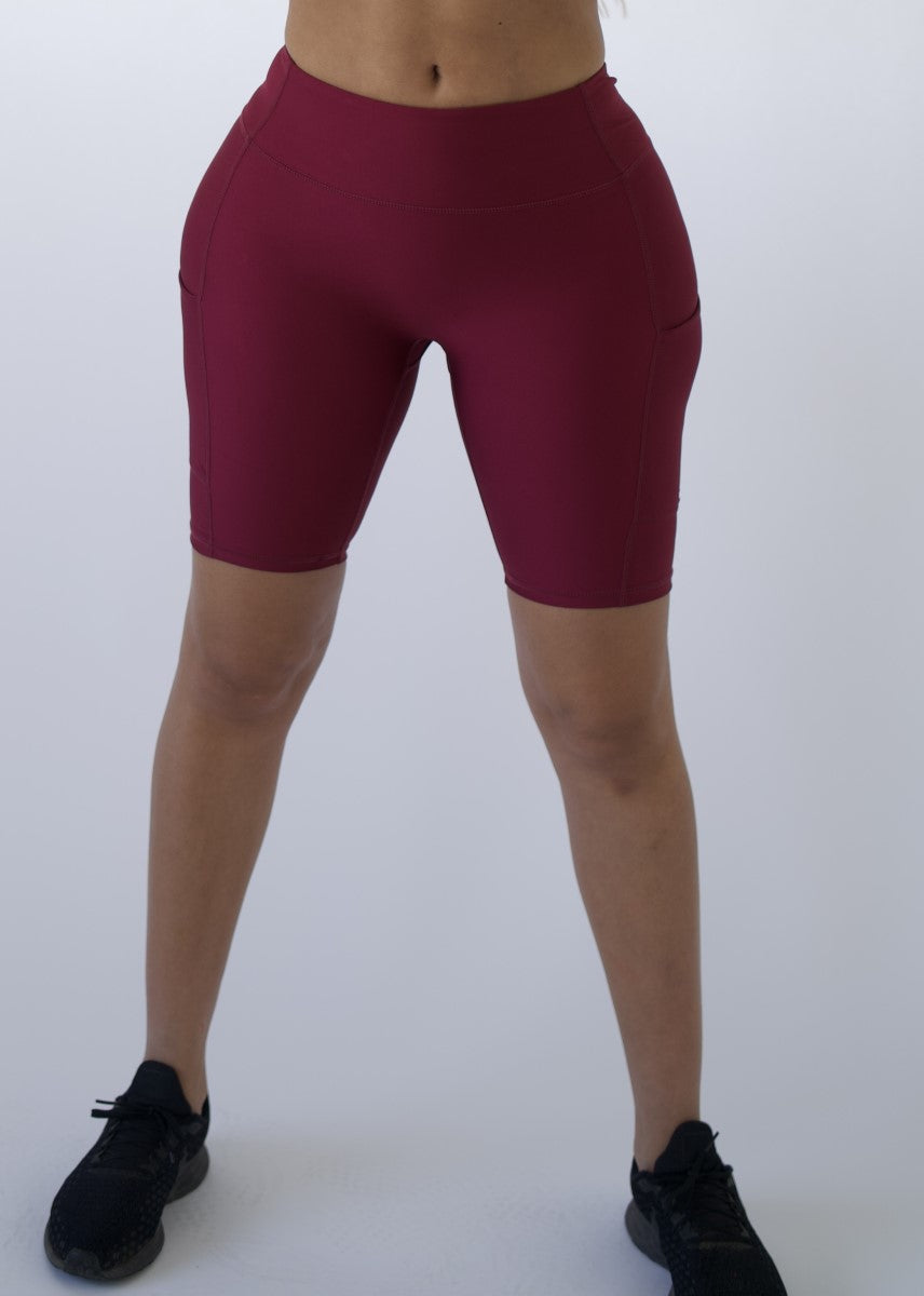 Pristine Pocket Biker Shorts | CRANBERRY