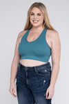 Plus Ribbed Cropped Racerback Tank Top for summer