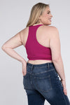 Plus Ribbed Cropped Racerback Tank Top