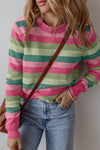 Striped Round Neck Long Sleeve Sweater