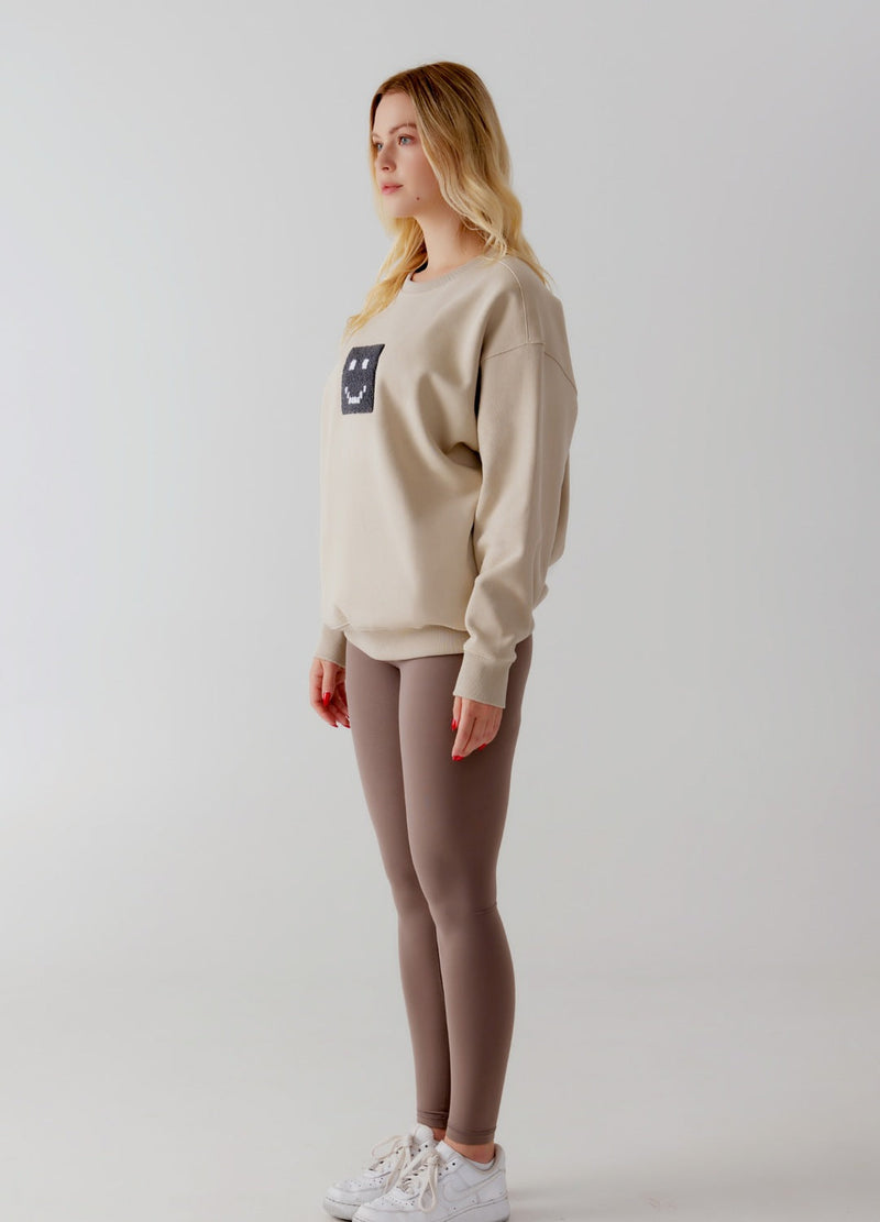 Side view of "Pixel" Taupe Sweatshirt