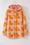 Plaid Long Sleeve Hooded Jacket