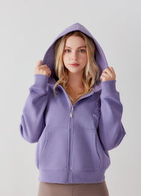 Front view of Bunny Crop Zip-up Hoodie