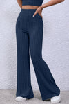 Cute blue Basic Bae Full Size Ribbed High Waist Flare Pants