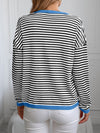 Contrast Trim Striped V-Neck Long Sleeve Knit Top