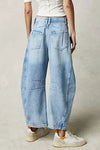 Back of light blue Wide Leg Jeans with Pockets