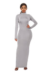 Mock Neck Long Sleeve Maxi Slim Dress