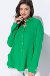 Front WRINKLED GAUZE BUTTON DOWN SHIRT WITH ROUGH EDGING