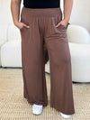 Double Take Full Size Smocked Wide Waistband Wide Leg Pants