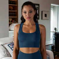 Textured Racerback Sports Bra by Anna-Kaci