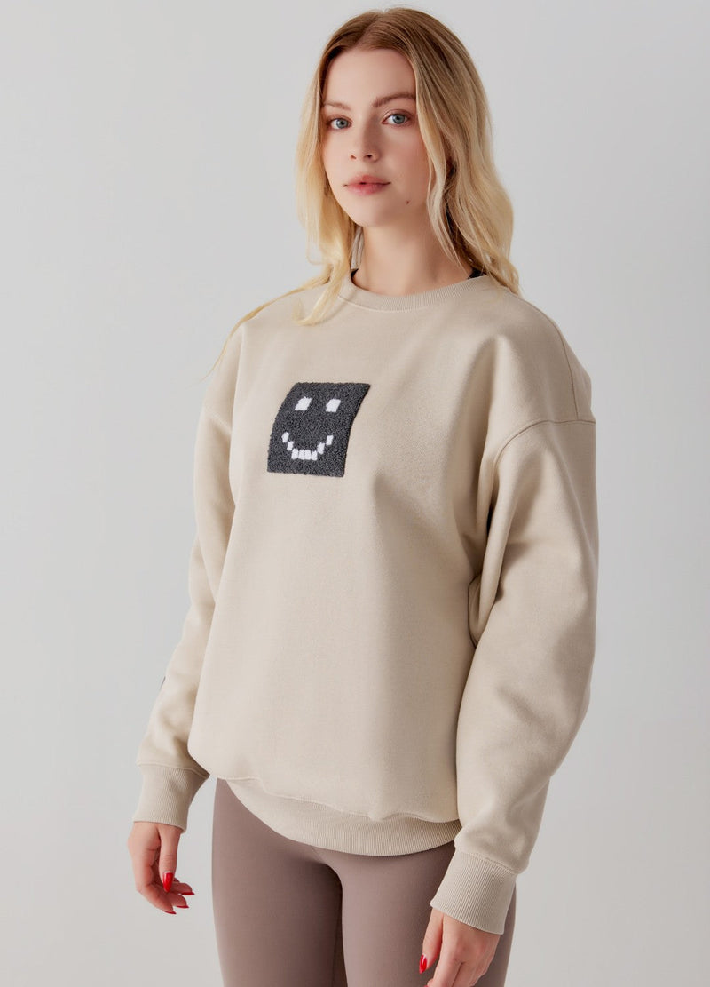 cute "Pixel" Taupe Sweatshirt