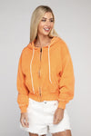 women's Acid Wash Fleece Cropped Zip-Up Hoodie