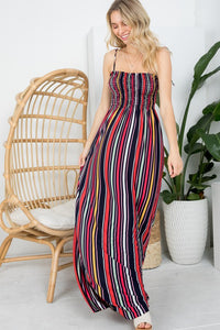 STRIPE SMOCKED MAXI DRESS