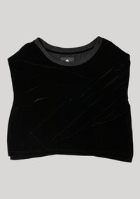 close up view of SHIRT LONG SLEEVES - SILK VELVET black