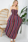 STRIPE SMOCKED MAXI DRESS