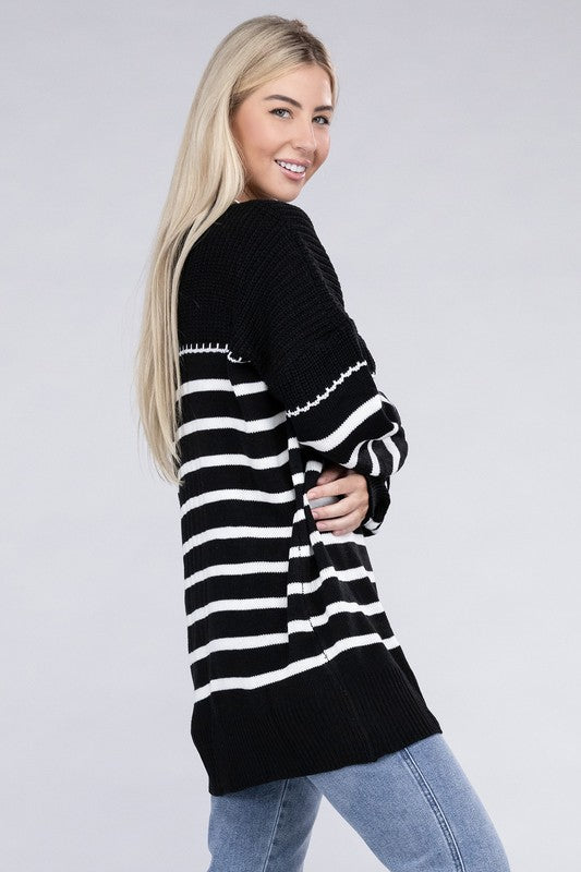 Striped Pattern Knit Sweater