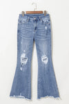 Distressed Raw Hem Bootcut Jeans