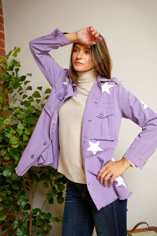 Star Printed Military Jacket