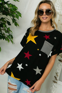 PLUS STAR STRIPE JERSEY POCKET TOP