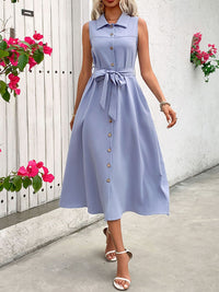 Perfee Collared Neck Sleeveless Dress