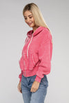 Fleece Cropped Zip-Up Hoodie