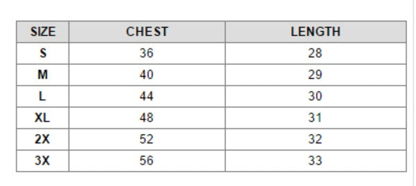 Size chart for I Love You Graphic Crew Neck Sweatshirt