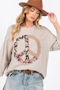 SAGE + FIG Floral Peace Patch Round Neck Top