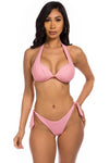 Pink TWO-PIECE BIKINI HALTER TOP