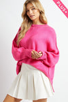 PLUS SOLID BOAT NECK LONG SLEEVE SWEATER