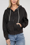 Women's black Cropped Zip-Up Hoodie sale