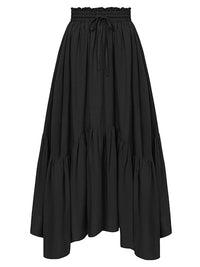 Smocked Waist Band Ruched Layered Skirt